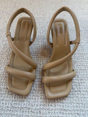 Vince Tan Square-Toe Slingback Kitten Heel Sandal - Size 9